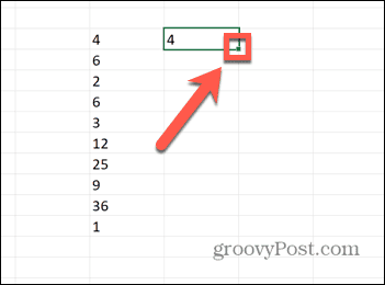 uchwyt przeciągania programu Excel