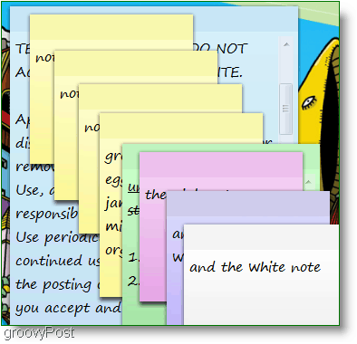 Windows 7 karteczki: zrzut ekranu