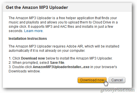 Zainstaluj Amazon MP3 Uploader