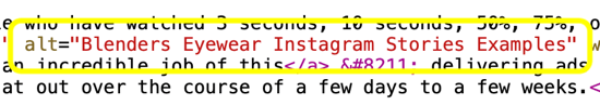 Jak dodać tekst alternatywny do postów na Instagramie, przykład tekstu alternatywnego w kodzie html