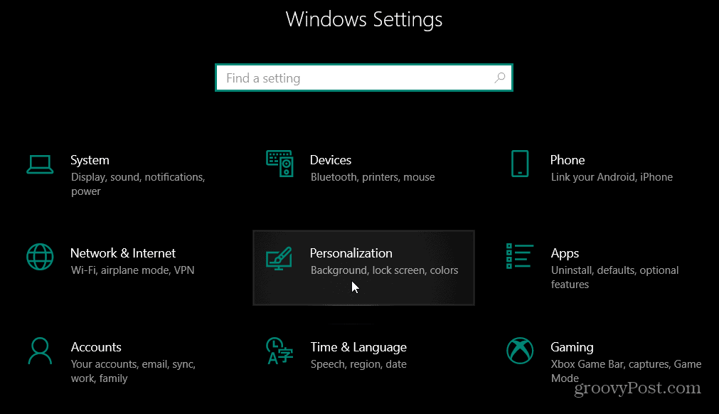 Ustawienia personalizacji Windows 10