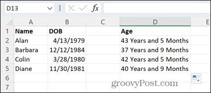 Excel wieki w latach i miesiącach