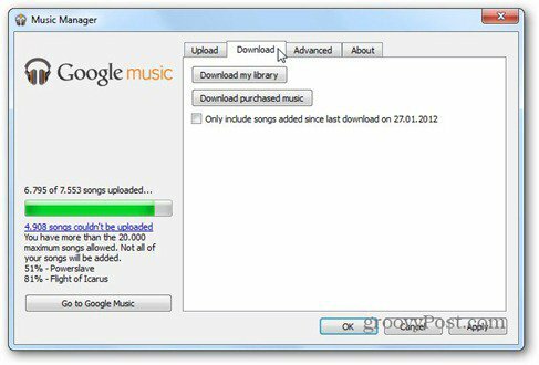 karta pobierania muzyki google