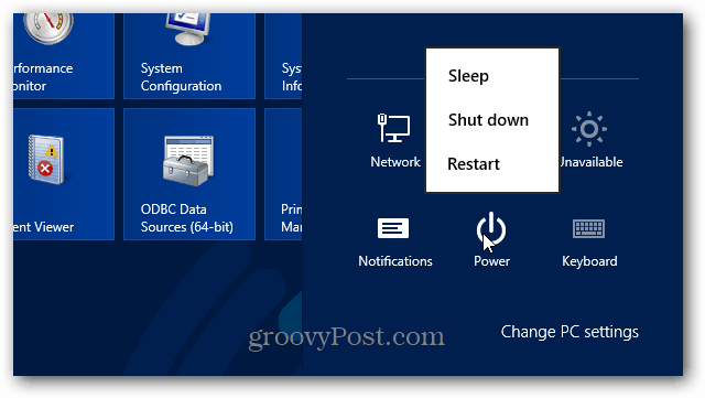 Przycisk zasilania Windows 8