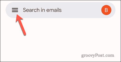Stuknij ikonę menu Gmaila w Gmailu dla telefonów komórkowych
