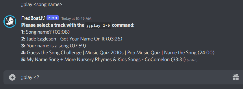wybierz utwór fredboat music bot discord