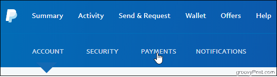 PayPal Kliknij kartę Płatności