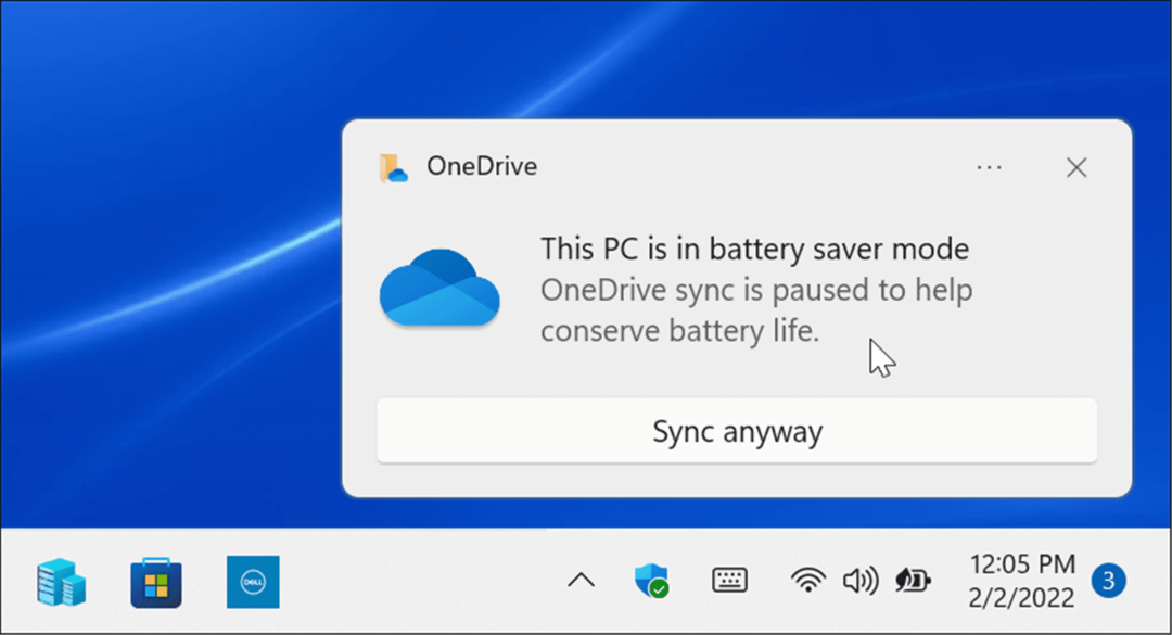 Tryb oszczędzania baterii OneDrive Sync wstrzymany