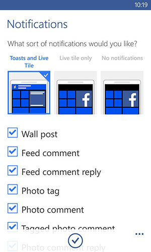 aplikacja Facebook dla opcji powiadomień systemu Windows