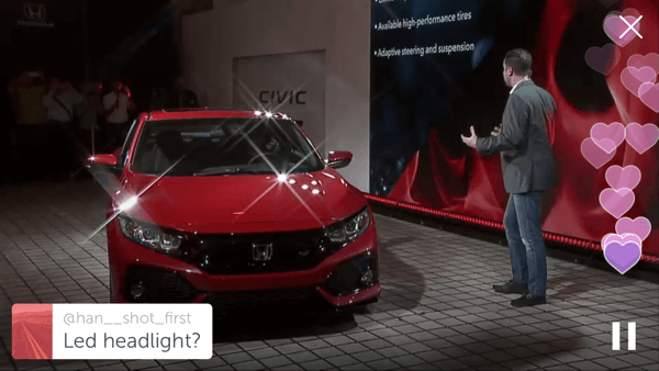 Honda wykorzystała Periscope do zaprezentowania prototypu Civic SI z 2017 roku.