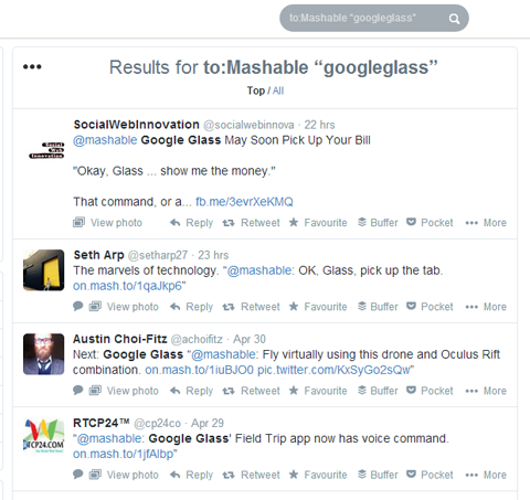 wyszukiwanie googleglass na Twitterze