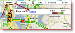 Google Maps Traffic Change Opcja dla ruchu na żywo