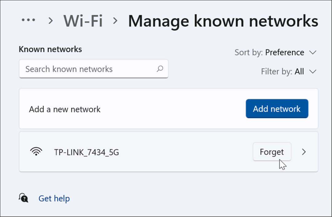 zapomnij o sieci Wi-Fi w systemie Windows 11