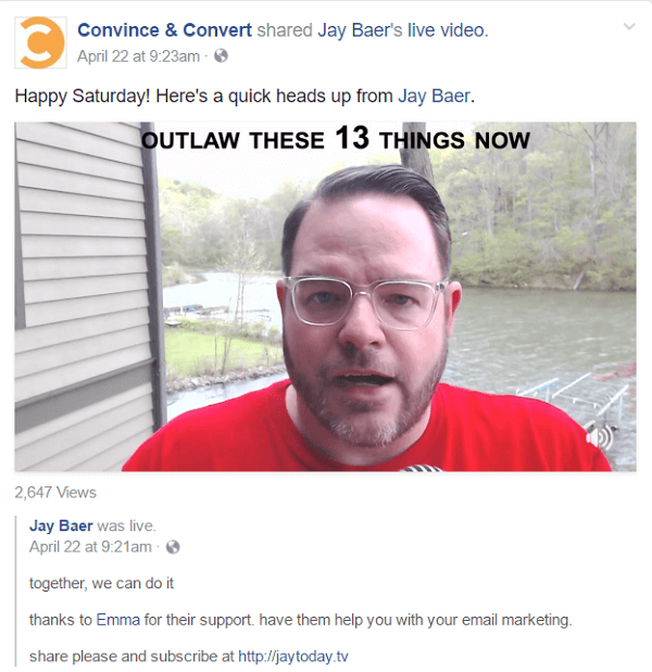 Jay umieszcza wideo z każdego odcinka Jay Today na czterech różnych platformach mediów społecznościowych, a także wpis na blogu na LinkedIn, Medium i na swojej stronie internetowej.