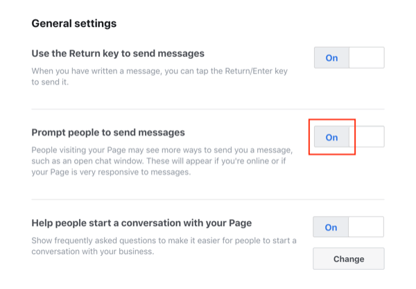 Funkcja wysyłania wiadomości przez Facebook Messenger.