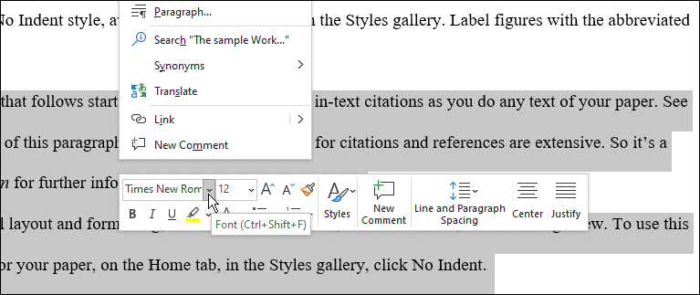 użyj formatu mla w Microsoft Word