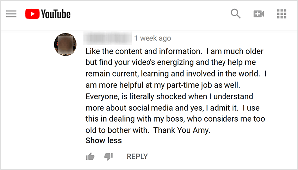 Amy Landino otrzymała pozytywne opinie na temat swoich materiałów wideo od swoich odbiorców. Na przykład użytkownik komentuje, że jej filmy wideo pomagają mi pozostać aktualnym, uczącym się i zaangażowanym w świat. Jestem też bardziej pomocny w pracy w niepełnym wymiarze godzin.