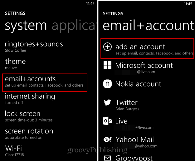 Jak skonfigurować konta e-mail i konta społecznościowe w systemie Windows Phone