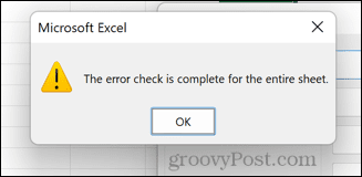 zakończono sprawdzanie błędów programu Excel