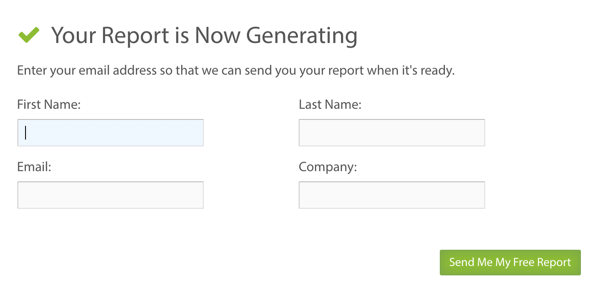Podaj dodatkowe szczegóły, a następnie kliknij przycisk, aby wygenerować raport Simply Measured.
