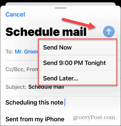 Zaplanuj e-maile na iPhonie