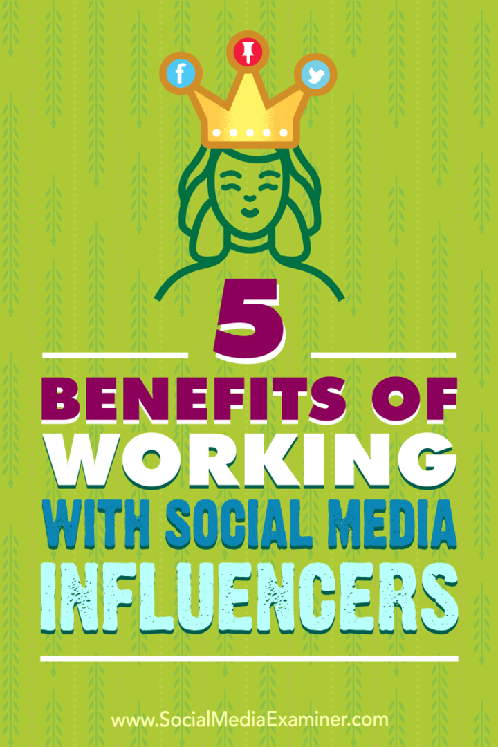 5 korzyści z pracy z osobami mającymi wpływ na media społecznościowe Shane Barker w Social Media Examiner.