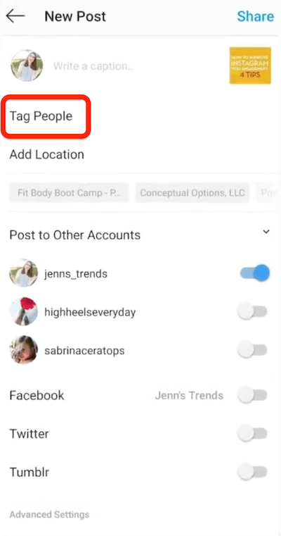 instagram nowa opcja postu do oznaczania ludzi