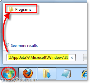 dostęp do folderu menu Start z menu Start w Windows 7
