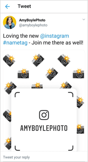 Promuj swój tag na Instagramie w kanałach społecznościowych, takich jak Twitter.
