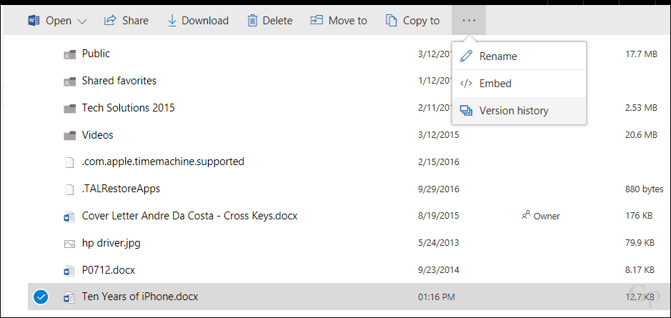 Przywróć poprzednie wersje plików w OneDrive
