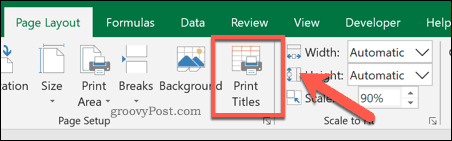 Opcja Excel Print Tiles