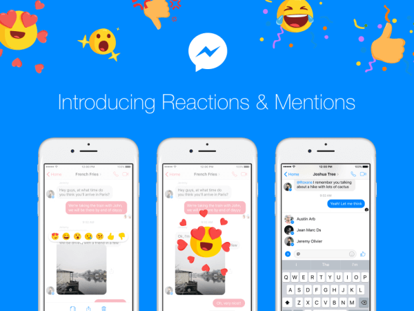 W najbliższych dniach Facebook Messenger będzie udostępniać na całym świecie reakcje i wzmianki.