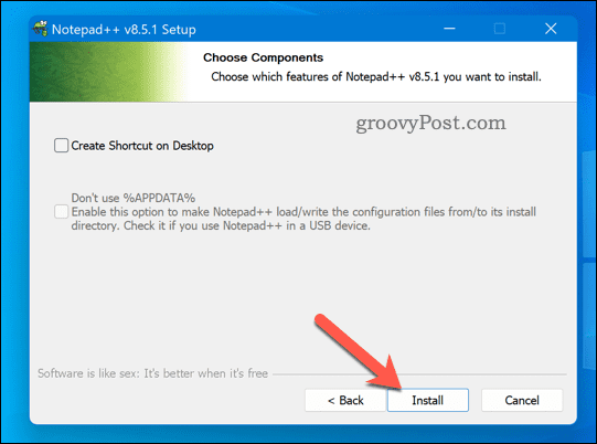 Rozpocznij instalator Notepad ++