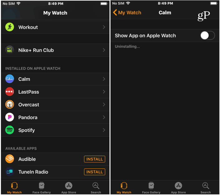 Usuń aplikację Watch z iPhone'a