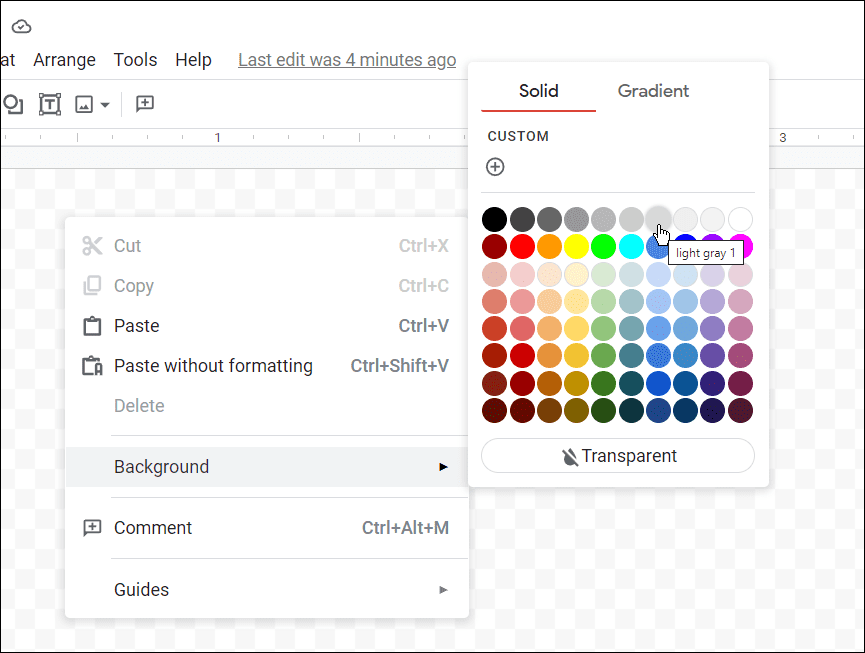 wybierz kolor karty jak tworzyć karty w dokumentach google