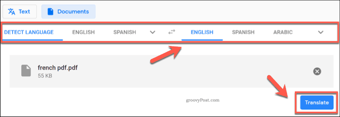 Tłumaczenie dokumentu za pomocą Tłumacza Google