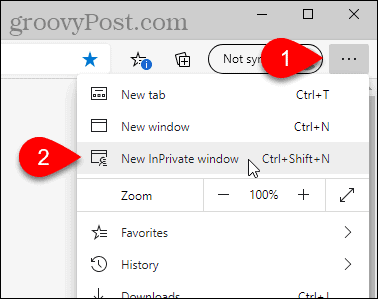 Wybierz Nowe okno InPrivate w Edge