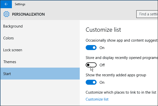 Windows 10: Usuń elementy z listy najczęściej używanych menu Start