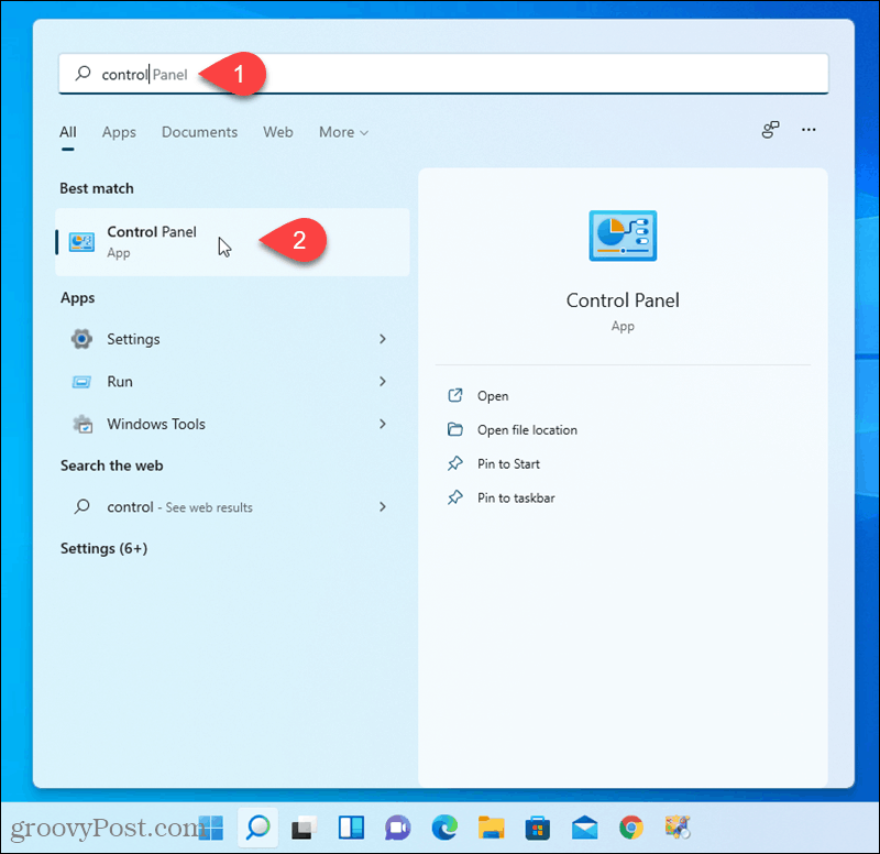 Otwórz Panel sterowania w Windows 11