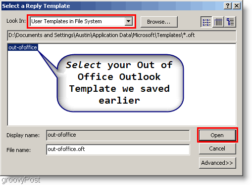 Outlook 2007 - Utwórz regułę programu Outlook wybierz szablon