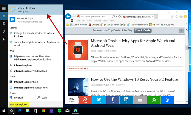Wskazówka dla systemu Windows 10: w razie potrzeby znajdź i korzystaj z przeglądarki Internet Explorer