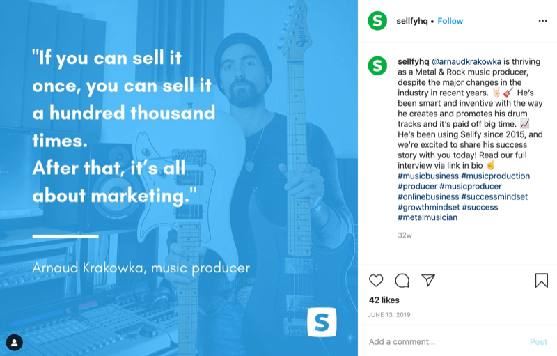grafika oferty klienta z konta Sellfy Instagram