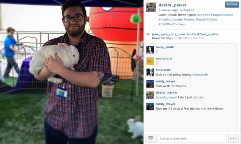 Post na Instagramie pracownika Zappos