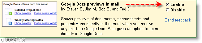 podgląd Dokumentów Google można włączyć w ustawieniach Laboratorium