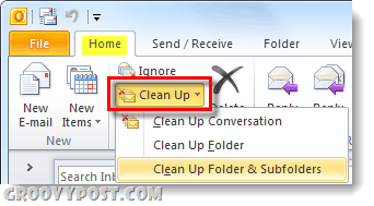 posprzątaj swój folder lub rozmowy w programie Outlook 2010