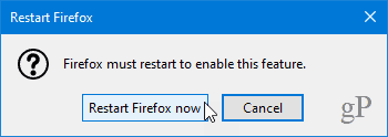Uruchom ponownie Firefox