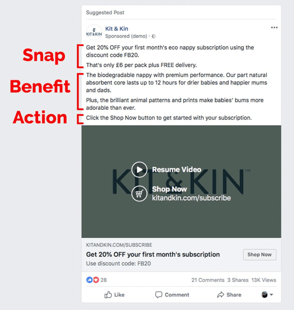 Przykład metody kopiowania reklamy na Facebooku w SBS