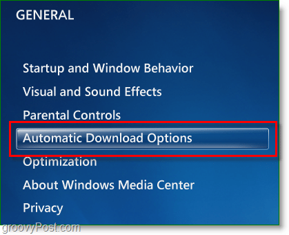 Windows 7 Media Center - kliknij opcje automatycznego pobierania