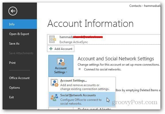 Outlook sieci społecznościowych 1