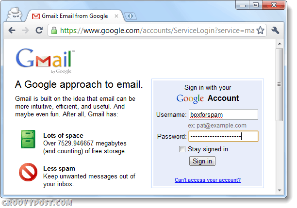 zaloguj się ponownie do Gmaila za pomocą incognito do logowania na wiele kont